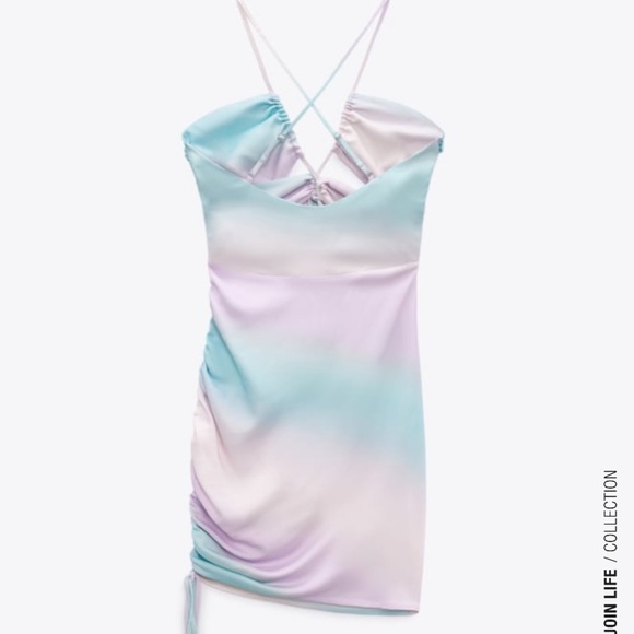 ZARA Tie-Dye Satin Effect Dress Size M BNWT - Picture 6 of 6